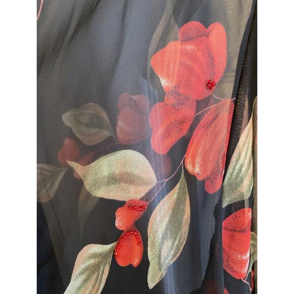 Drapers and Damons Sheer Floral Print Kimono Beaded Size 18 Romantic Goth - Picture 3 of 6